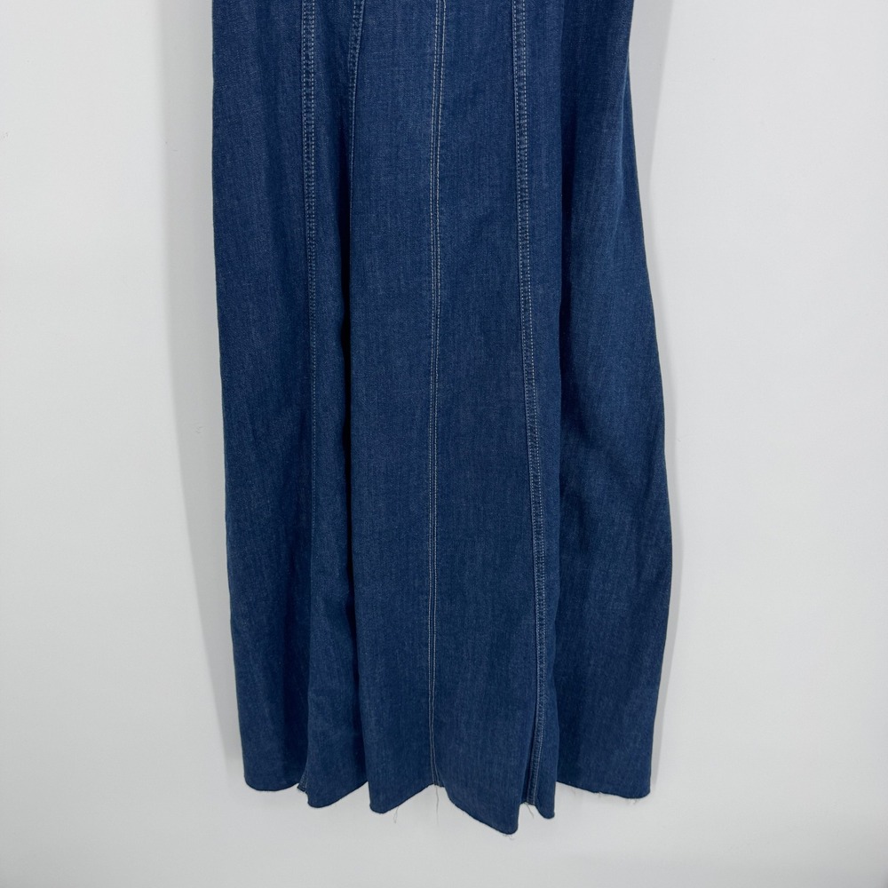 Reformation Amory Denim Midi Dress 10 Blue Dark Wash Sustainable Cottagecore - Picture 8 of 14